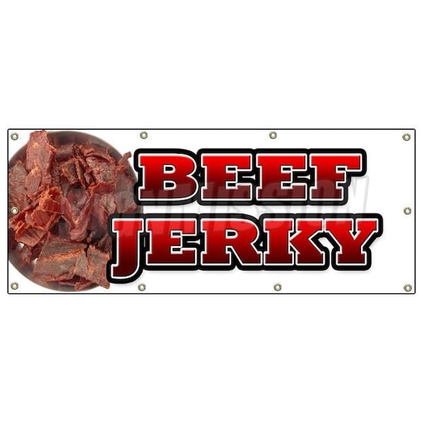 BEEF JERKY BANNER SIGN meat dried spices dehydrated salted smoked